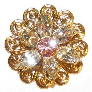 Light Rose & Crystal Gold 22mm Flower Swarovski Component 1pc SCSC1905